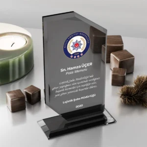 Çapraz Kesim Kristal Plaket - Füme