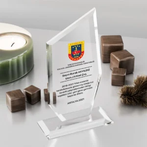 Eğik Kesim Kristal Plaket