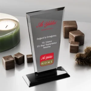 Huni Kesim Kristal Plaket - Füme
