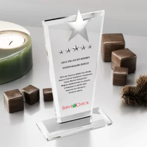 Huni Kesim Kristal Plaket - Yıldızlı